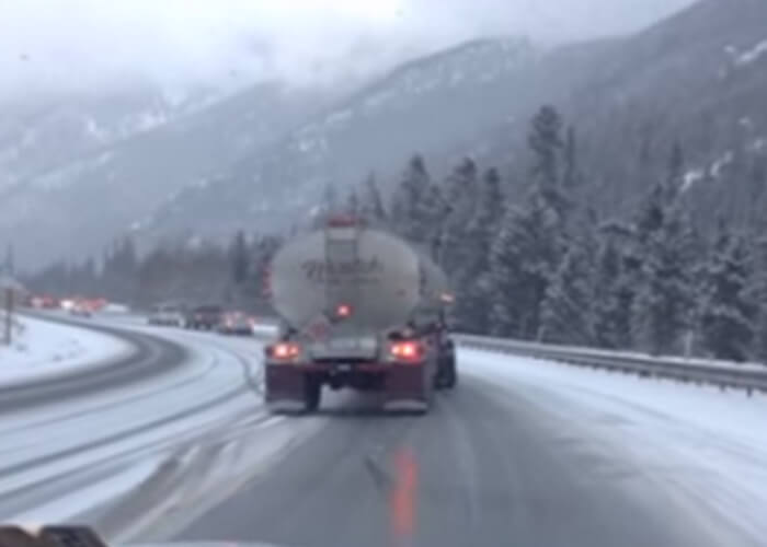 VIDEO: Gas Truck Sliding On Black Ice