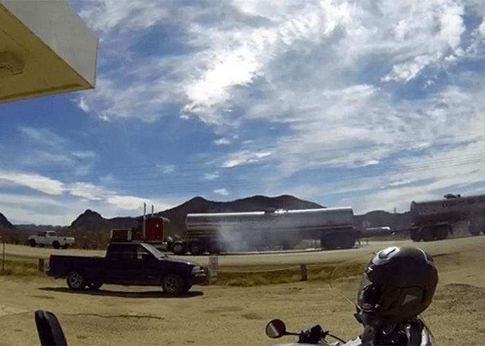 VIDEO: Pickup Runs Stop Sign, Causes Near Miss With Fuel Tanker