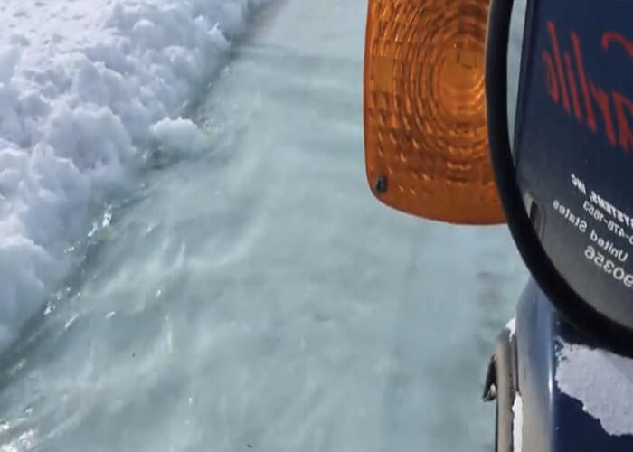 VIDEO: Trucking On A Flooded Ice Road