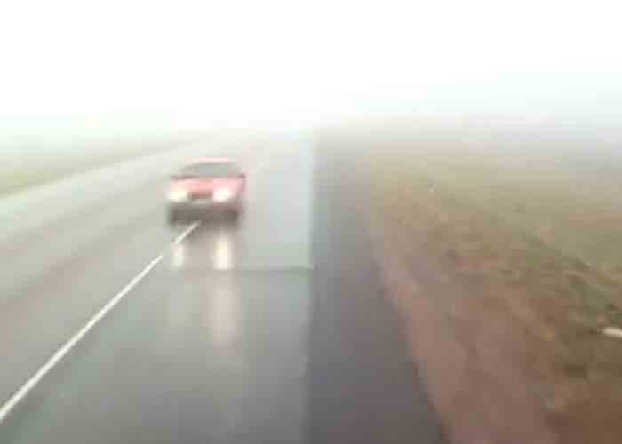 VIDEO: Mustang Runs Truck Driver Off The Road