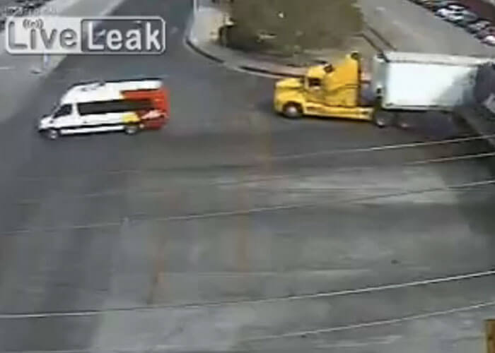 VIDEO: Train Hits Trailer And Flips Truck