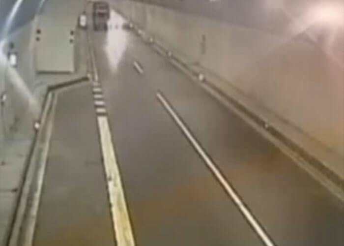 VIDEO: Car Loses Control In Tunnel And Slams Into Truck