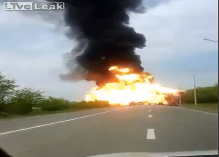 VIDEO: Massive Truck Explosion Captured On Camera