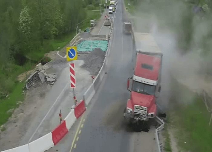 VIDEO: Karma Strikes Line-Cutting Truck Driver