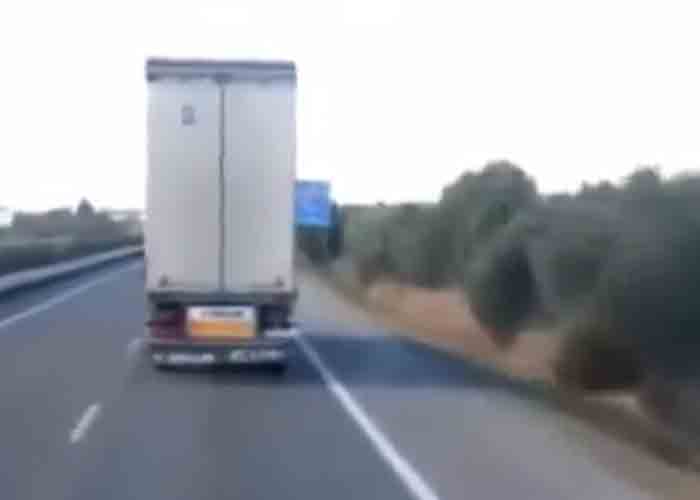 VIDEO: Wind Lifts The Back Right Wheels Of Truck Off The Road