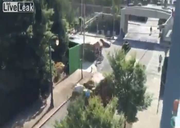 VIDEO: Shocking! Garbage Truck Takes Out Overpass