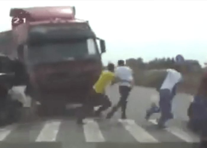 VIDEO: Out Of Control Truck Sends Pedestrians Flying At Crosswalk