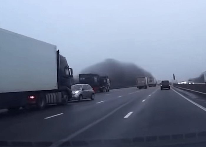 VIDEO: Truck Changes Lanes, Spins Car To Face Oncoming Traffic