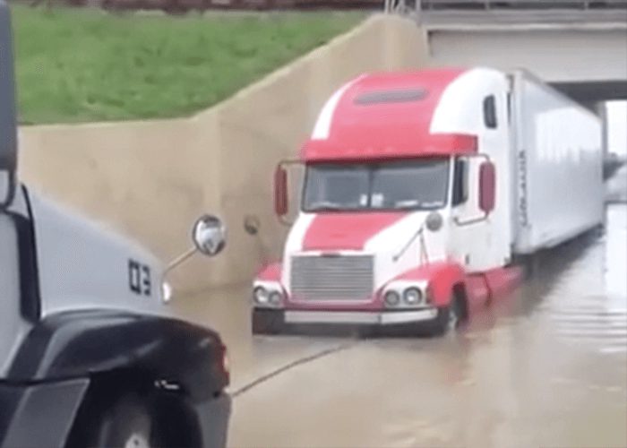 VIDEO: Truck Stuck In Flood