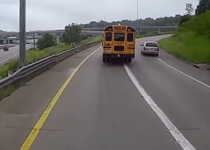 VIDEO: Trucker Films Wayward School Bus