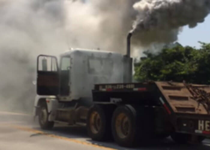 VIDEO: Runaway Truck Throws Unbelievable Smoke, Dies