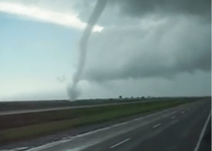 VIDEO: Truck Driver Gets Way Too Close To Tornado