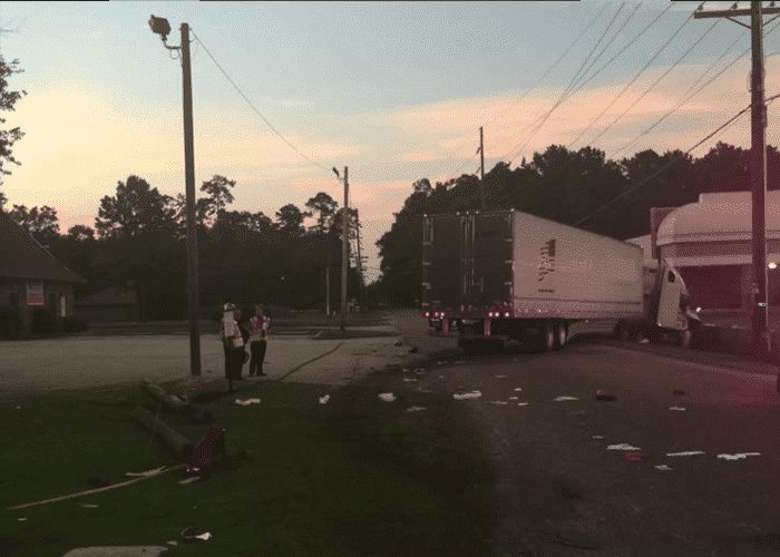 VIDEO: Out Of Control Truck Hits Motorcycle And Crashes Into Ditch