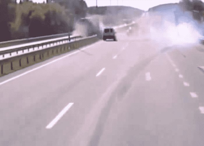 VIDEO: Two Trucks Crash Takes Down Guardrails On Both Sides Of Highway