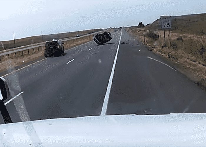 VIDEO: Trucker Dash Cam Captures Mazda Flipping