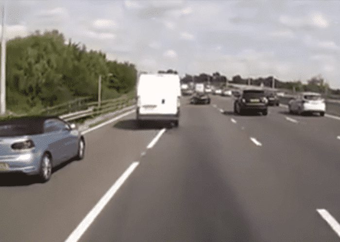 VIDEO: White Van Causes Highway Chaos