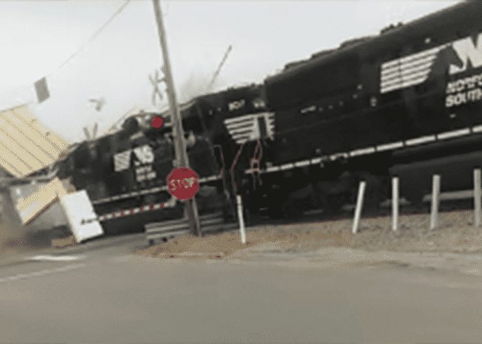 VIDEO: Truck Explodes When Hit By Train