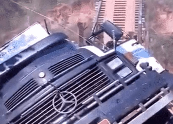 VIDEO: Old Bridge Collapses Under Truck