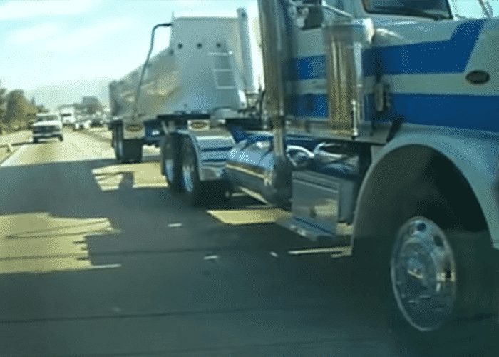 VIDEO: Subaru Sideswiped By Truck