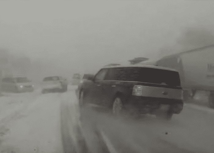 VIDEO: 40 Vehicle Pileup Causes Insane Close Call