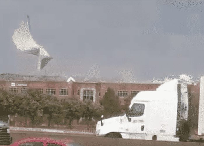 VIDEO: Texas Tornado Peels Roof Off Building