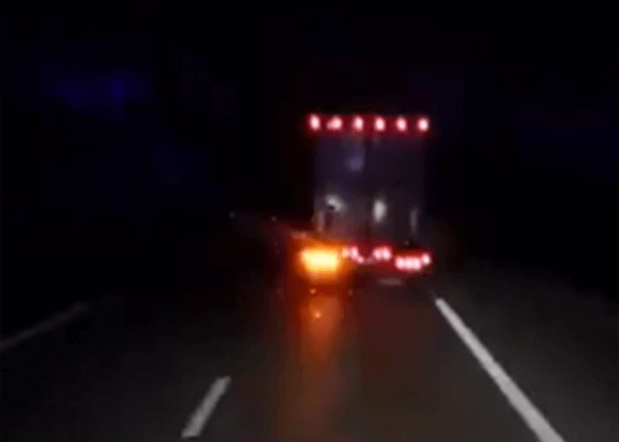 VIDEO: Bored Truck Driver Puts On Light Show