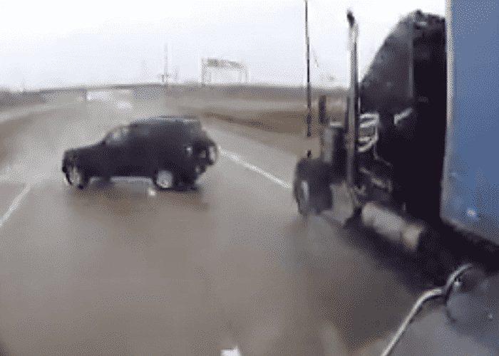 VIDEO: Out Of Control SUV Slams Into Two Trucks