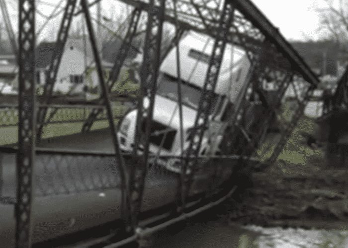 Truck Collapses Bridge