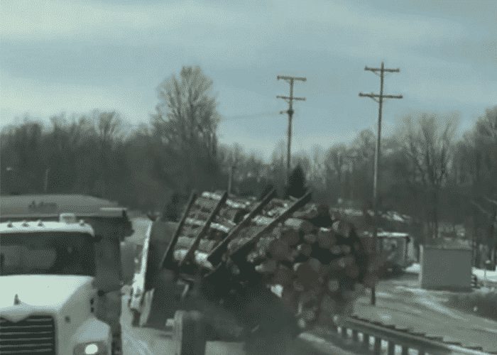 VIDEO: Log Truck Roll Over