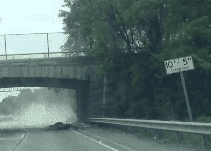 VIDEO: Truck Smashes Into Overpass