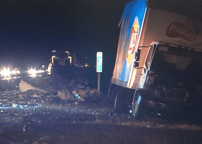 Beer Truck Collides With Chip Truck