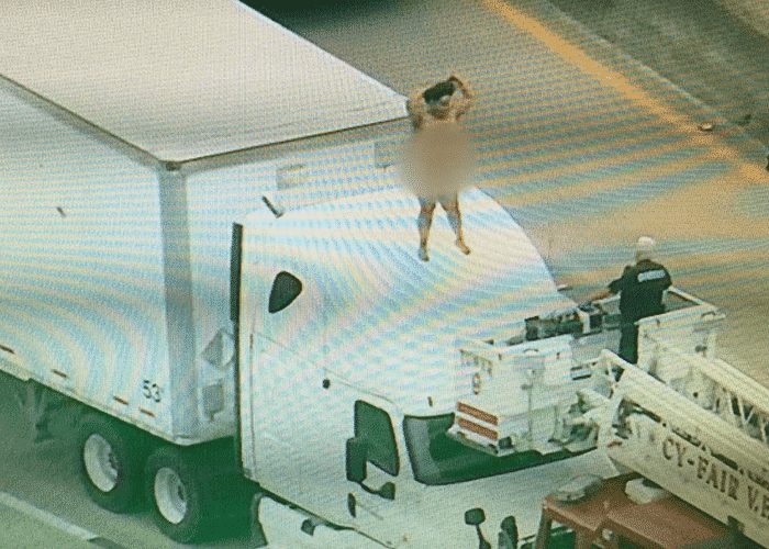 Naked Woman Dancing On Truck