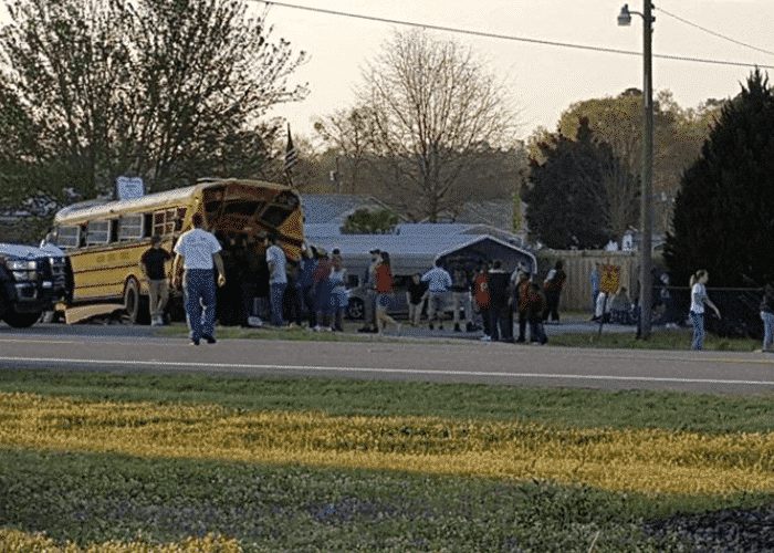 Truck Hits School Buses