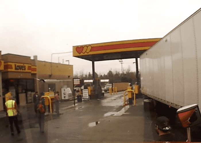 VIDEO: Punch Thrown After Truck Stop Backing Crash