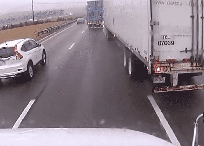 VIDEO: Truck Driver Makes Unnerving Lane Changes To Cut Off Other Trucker