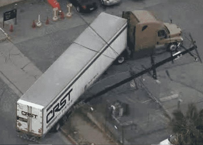 Trucker Trapped By Downed Power Lines