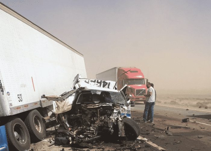 12 Vehicle Pileup During Dust Storm on I-10
