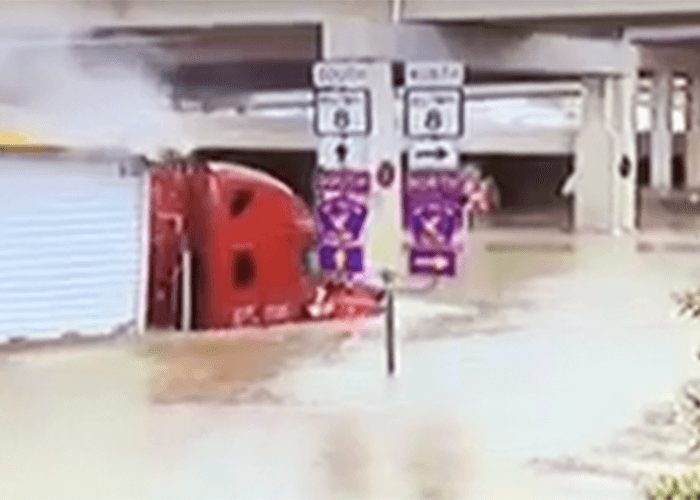 VIDEO: Truck Vs. Houston Flood Waters