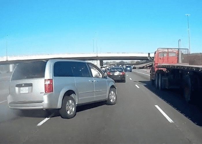 VIDEO: Van Slams Into Flatbed