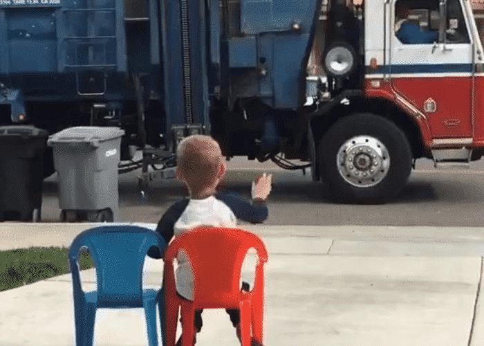 VIDEO: California Kid Adores Garbage Truck Driver