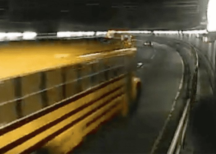VIDEO: Car Knocks School Bus Sideways In O’Neill Tunnel