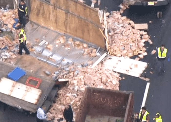 Deli Meat Truck Collides With Bread Truck