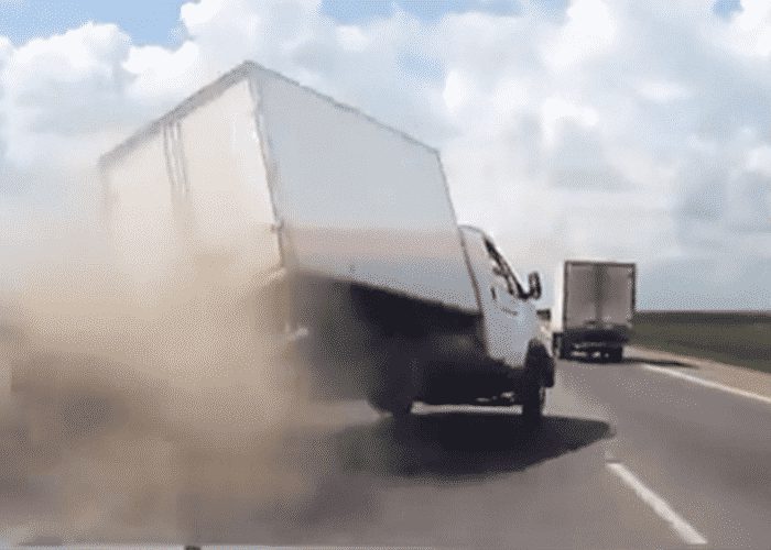 VIDEO: Four Wheeler Topples Box Truck, Drives Off