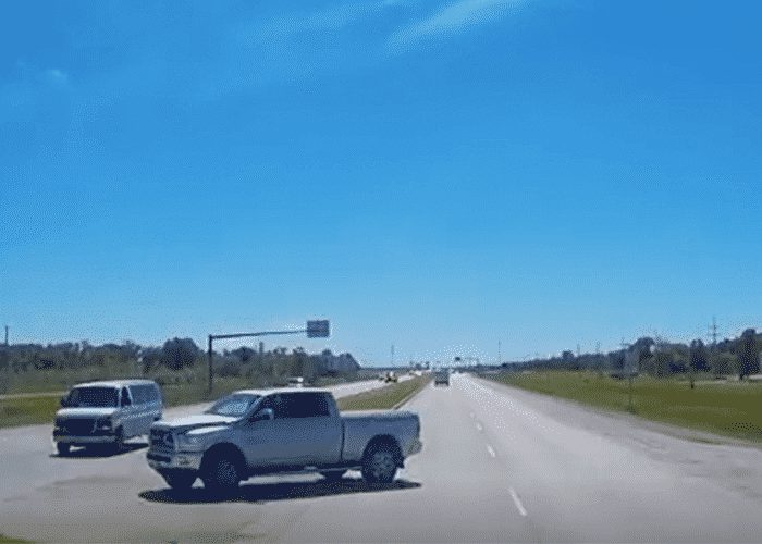 VIDEO: Pickup Driver Has A Death Wish