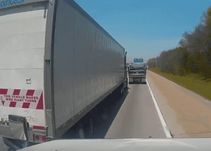 VIDEO: Semi Cuts Off Truck Driver To Make Last Second Exit