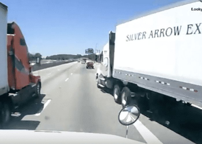 VIDEO: Semi Merges Directly Into Another Truck