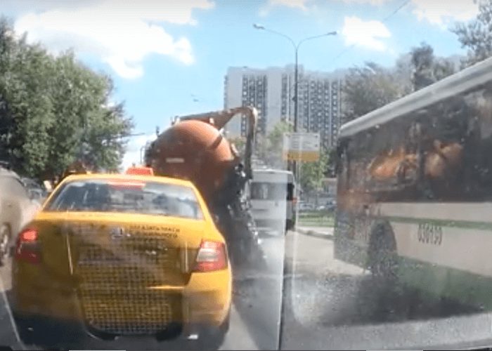 VIDEO: Sewage Truck Takes A Disgusting Dump On The Roadway