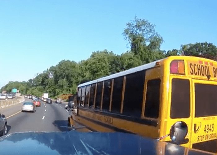 VIDEO: Aggressive School Bus Driver Cuts Off Semi