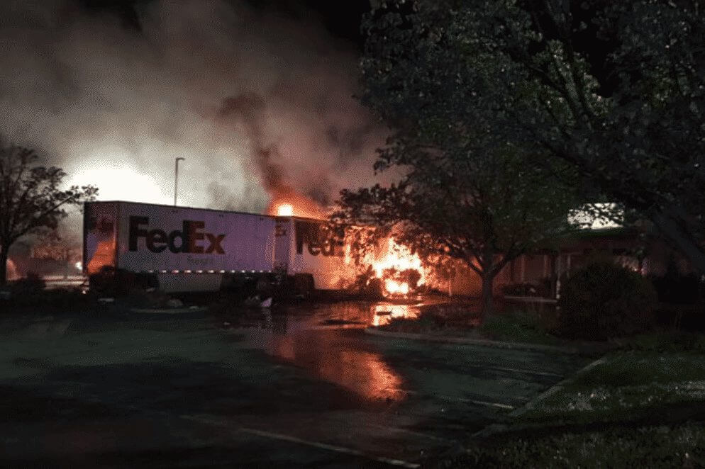 FedEx Truck Plows Into Olive Garden