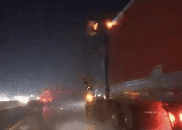 VIDEO: Semi Spray Totally Blinds Motorist